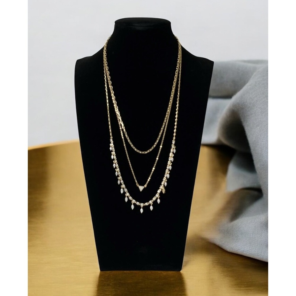 Women's Nordstrom Layered Cubic Zirconia & Chain Collar‎ Necklace new